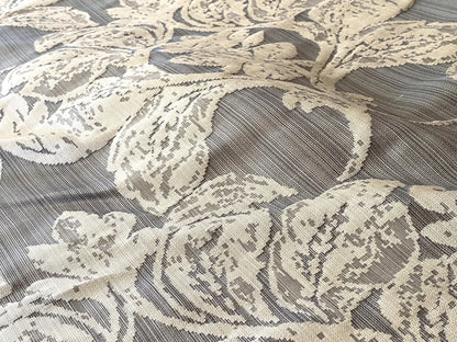 Stroheim &amp; Romann Luxurious 100% Silk Renaissance Medallion Fleur De Lis Damask Silver White Pewter MSRP USD300+/Y