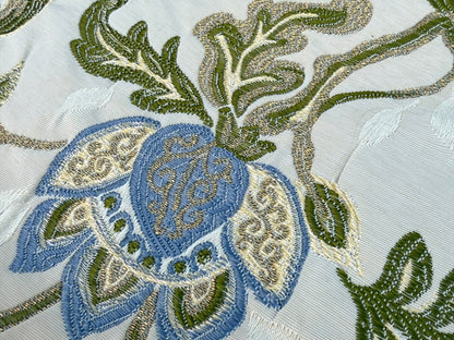 16 Berkbox106 Square Scalamandre Adamella II Custom Ecru/blue Classic Garland Lampas Blue Cream White Gold Metal! MSRP USD 600+/Y