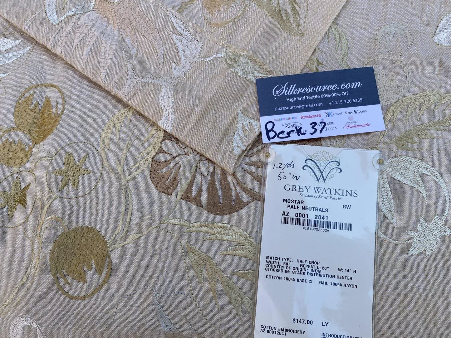 5 Berkbox37 Length Scalamandre Mostar Pale Neutrals Flower Power Embroidery 1.25y MSRP USD 294/Y (copy)