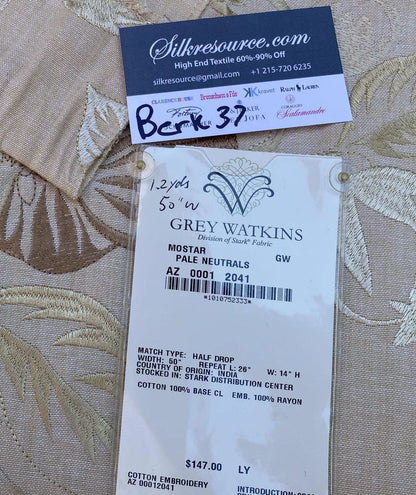 5 Berkbox37 Length Scalamandre Mostar Pale Neutrals Flower Power Embroidery 1.25y MSRP USD 294/Y (copy)