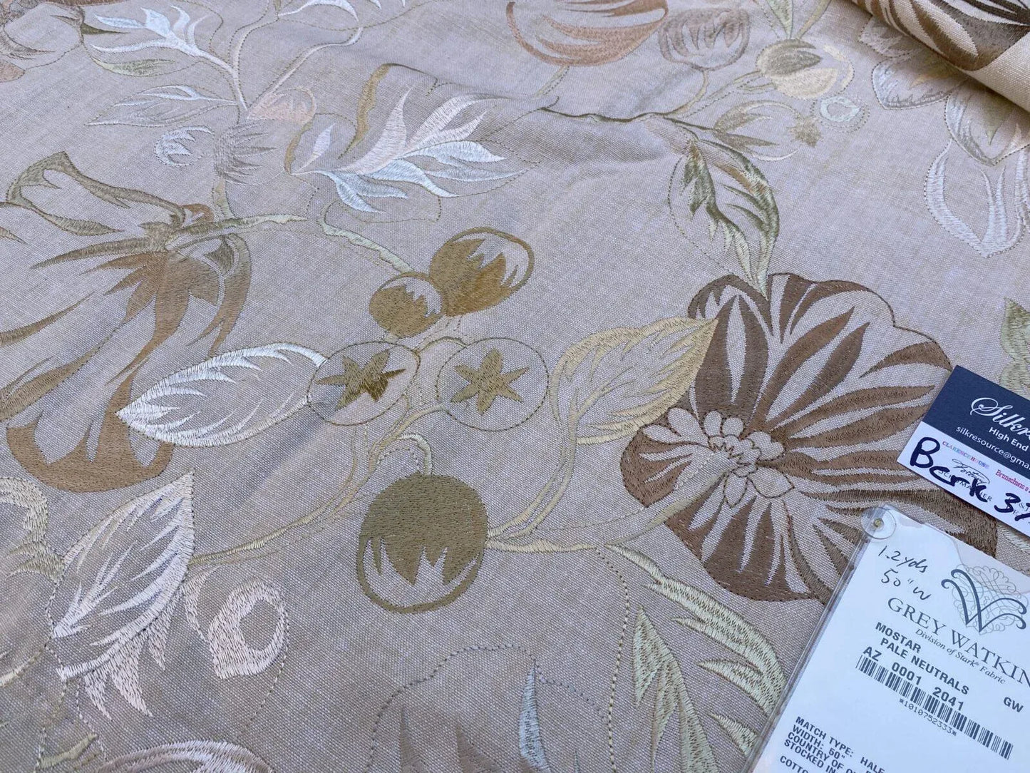 5 Berkbox37 Length Scalamandre Mostar Pale Neutrals Flower Power Embroidery 1.25y MSRP USD 294/Y (copy)