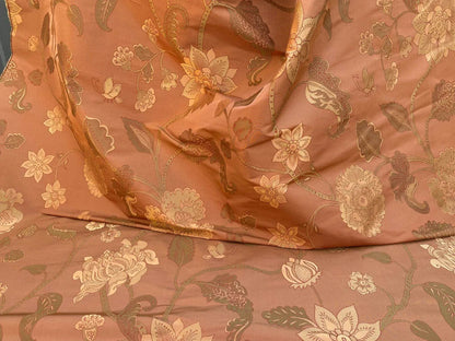 Vervain Fabricut 100% Silk Isidora Romantic Floral Damask In Clay Red Copper Gold MSRP USD 214/Y