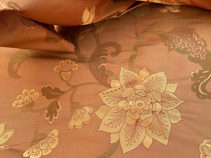 Vervain Fabricut 100% Silk Isidora Romantic Floral Damask In Clay Red Copper Gold MSRP USD 214/Y