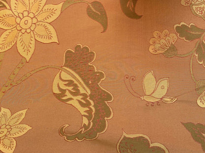 Vervain Fabricut 100% Silk Isidora Romantic Floral Damask In Clay Red Copper Gold MSRP USD 214/Y