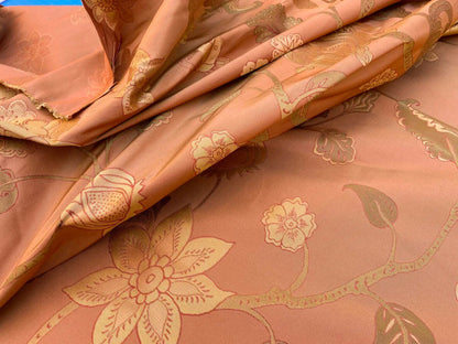 Vervain Fabricut 100% Silk Isidora Romantic Floral Damask In Clay Red Copper Gold MSRP USD 214/Y