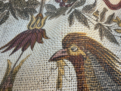 21 Berkbox106 18" x 18" Square Scalamandre Jute Fabric Rose Brown Red Green Historical Birds Floral MSRP USD 300+/y