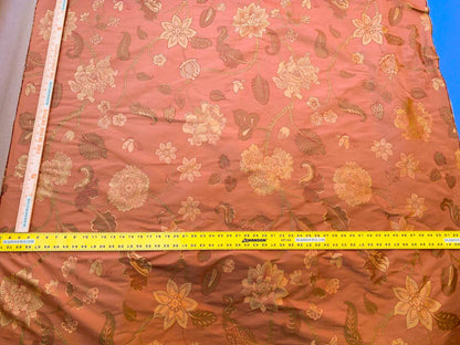 Vervain Fabricut 100% Silk Isidora Romantic Floral Damask In Clay Red Copper Gold MSRP USD 214/Y