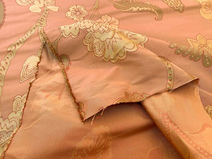 Vervain Fabricut 100% Silk Isidora Romantic Floral Damask In Clay Red Copper Gold MSRP USD 214/Y