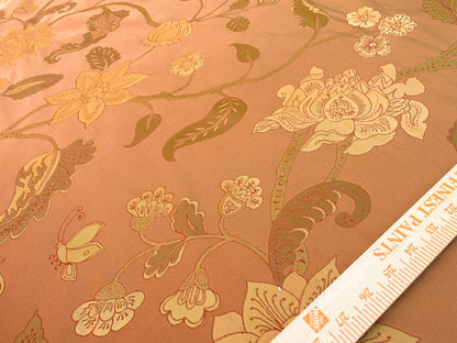 Vervain Fabricut 100% Silk Isidora Romantic Floral Damask In Clay Red Copper Gold MSRP USD 214/Y