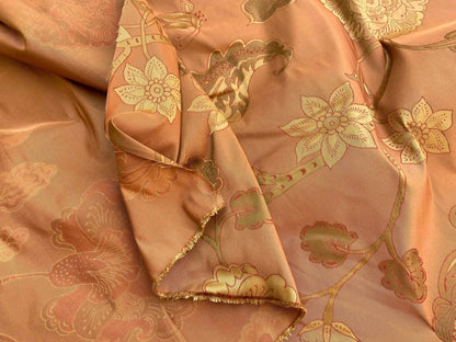 Vervain Fabricut 100% Silk Isidora Romantic Floral Damask In Clay Red Copper Gold MSRP USD 214/Y
