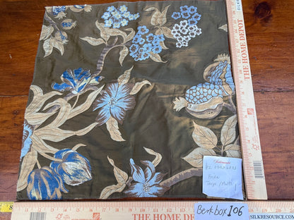 24 Berkbox106 17" x 18" Square Scalamandre Old World Weavers Frida Brown Vibrant Mexican Floral &amp; Fruits Flower Lampas MSRP USD 546/y