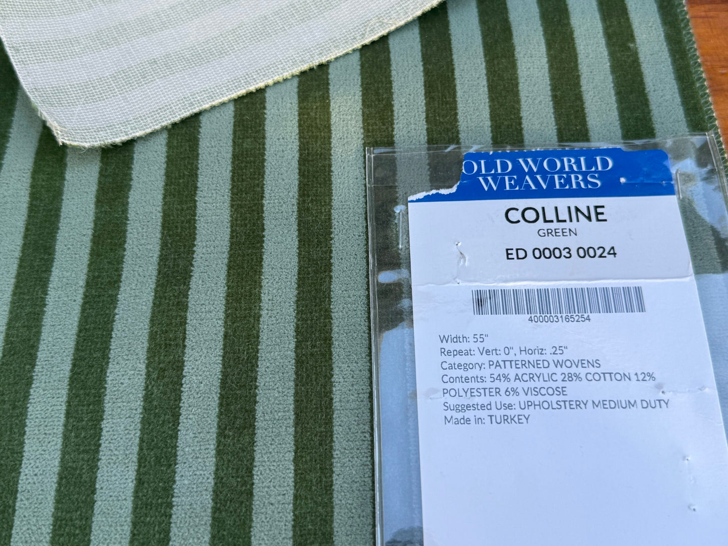 26 Berkbox106 18" x 18" Square Scalamandre Old World Weavers Colline Green White Stripe Velvet