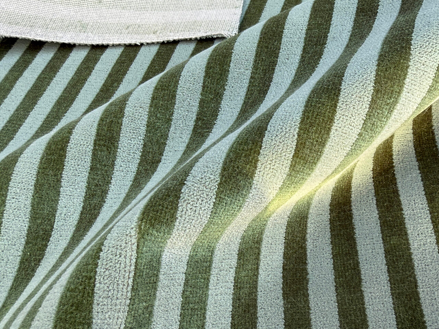 26 Berkbox106 18" x 18" Square Scalamandre Old World Weavers Colline Green White Stripe Velvet