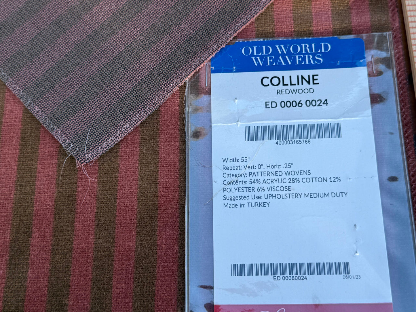 27 Berkbox106 18" x 18" Square Scalamandre Old World Weavers Colline Redwood Red Stripe Velvet