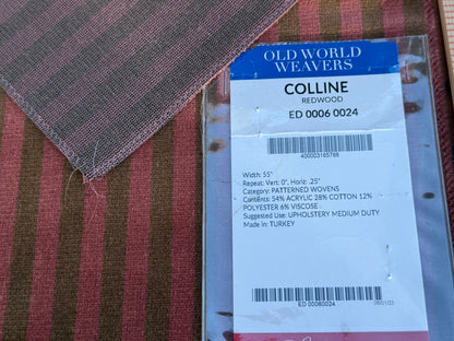 27 Berkbox106 18" x 18" Square Scalamandre Old World Weavers Colline Redwood Red Stripe Velvet