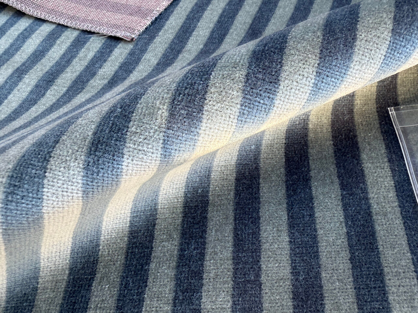 28 Berkbox106 18" x 18" Square Scalamandre Old World Weavers Colline Blue Stripe Velvet