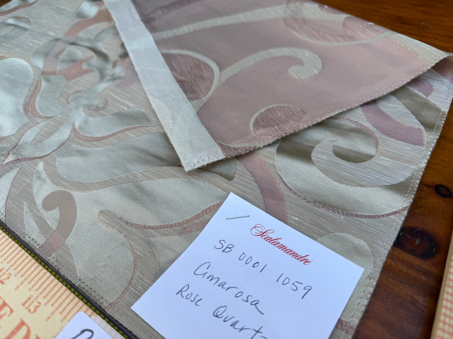 30 Berkbox106 17" x 17" Square Scalamandre Cimarosa Rose Quartz Pink Gold Brown Damask Scroll Medallion MSRP USD 1,114/y