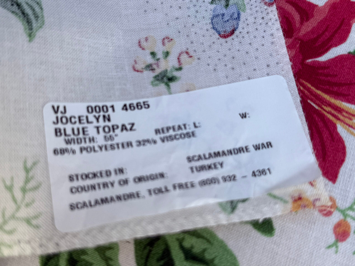 33 Berkbox106 18" x 18" Square Scalamandre Jocelyn Blue Topaz White Floral Botanical Large Pattern