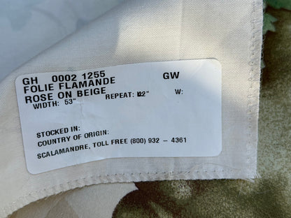 34 Berkbox106 18" x 18" Square Scalamandre Folie Flamande Rose on Beige Botanic Illustration Rose Dalia Tulip Ivy Crocus Morning Glory MSRP USD236/y