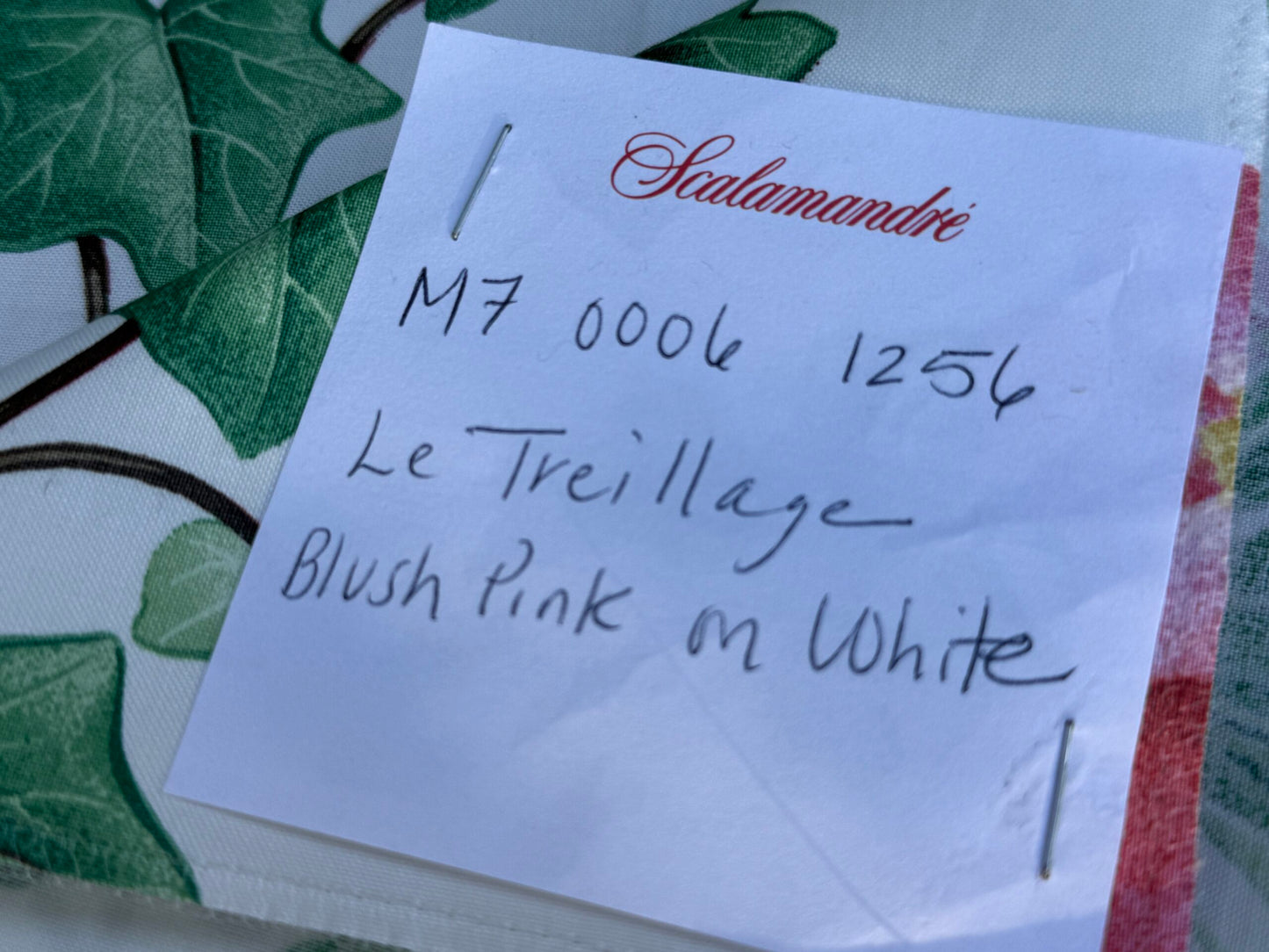 35 Berkbox106 18" x 18" Square Scalamandre Le Treillage Blush Pink on White Spring Garden Tulip Rose Crocus Boston Ivy MSRP USD 204/y