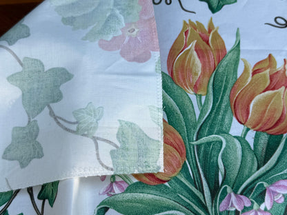 35 Berkbox106 18" x 18" Square Scalamandre Le Treillage Blush Pink on White Spring Garden Tulip Rose Crocus Boston Ivy MSRP USD 204/y