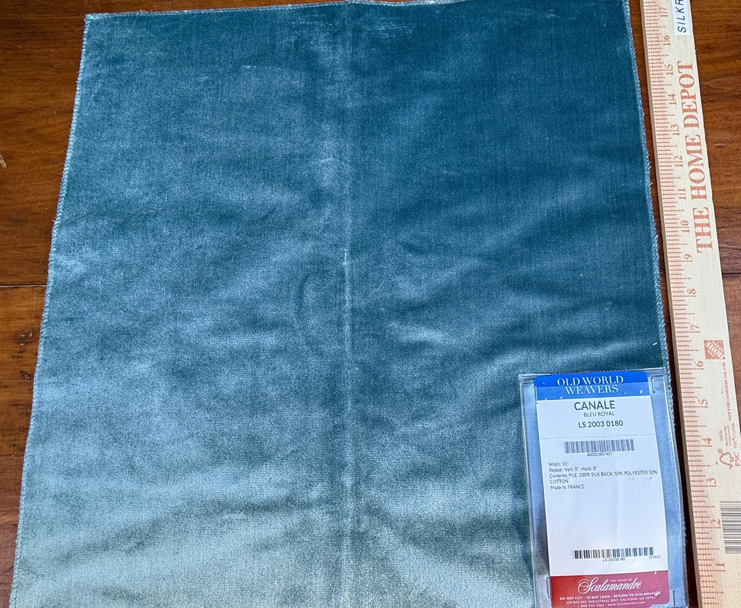 37 Berkbox106 18" x 18" Square Scalamandre Old World Weavers Canale Blue Royal Blue Silk Velvet! MSRP USD 1432/Y Fr France