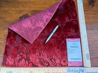 39 Berkbox106 17" x 17" Square Scalamandre Stan Hwet Silk Velvet Damask Special Red Velvet