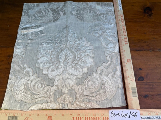 41 Berkbox106 17" x 17" Square Scalamandre Elle Castellet Linen Ivory Damask Renaissance Linen