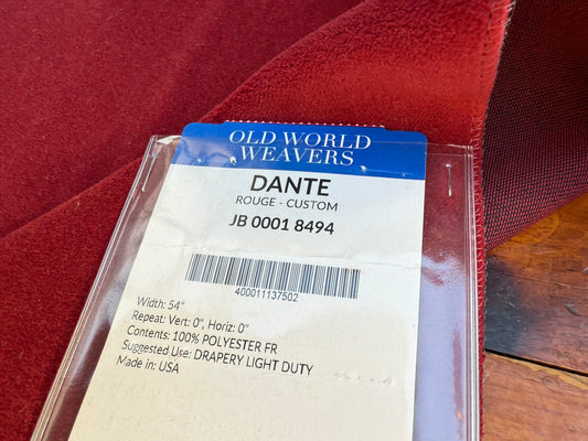 42 Berkbox106 17" x 17" Square Scalamandre Dante Rouge Red Velvet Solid Polyester MSRP USD 178/y