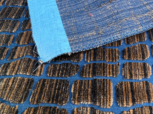 44 Berkbox106 17" x 18" Square Scalamandre Crocodile Brown Blue Plaid Check