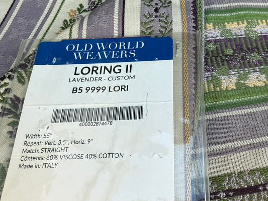 45 Berkbox106 18" x 18" Square Scalamandre Loring II in Lavender Purple Green Neoclassic Flower Stripe Jacquard MSRP USD256/y