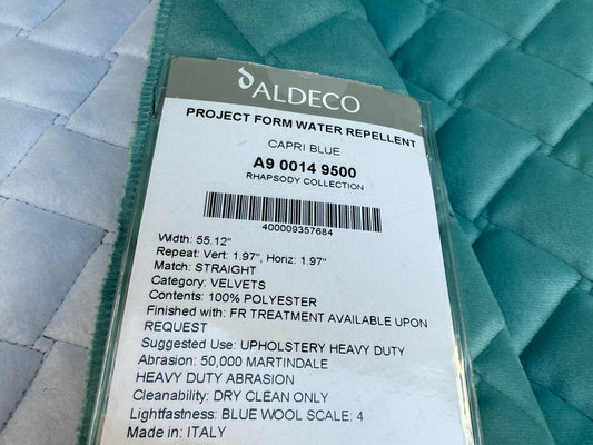 48 Berkbox106 17" x 27" Square Scalamandre Aldeco Project Form Water Repellent Capri Blue Velvet Polyester MSRP USD214/y