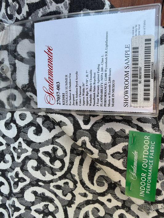 50 Berkbox106 26" x 27" Square Scalamandre Kediri Endless Summer Charcoal Fretwork Lattice Graphic Black Gray white  MSRP USD392/y
