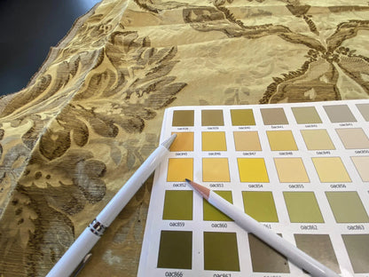 Scalamandre Claudina Ingot Silk Damask - Luxurious Drapery &amp; Upholstery Fabric - 2.4 Yards