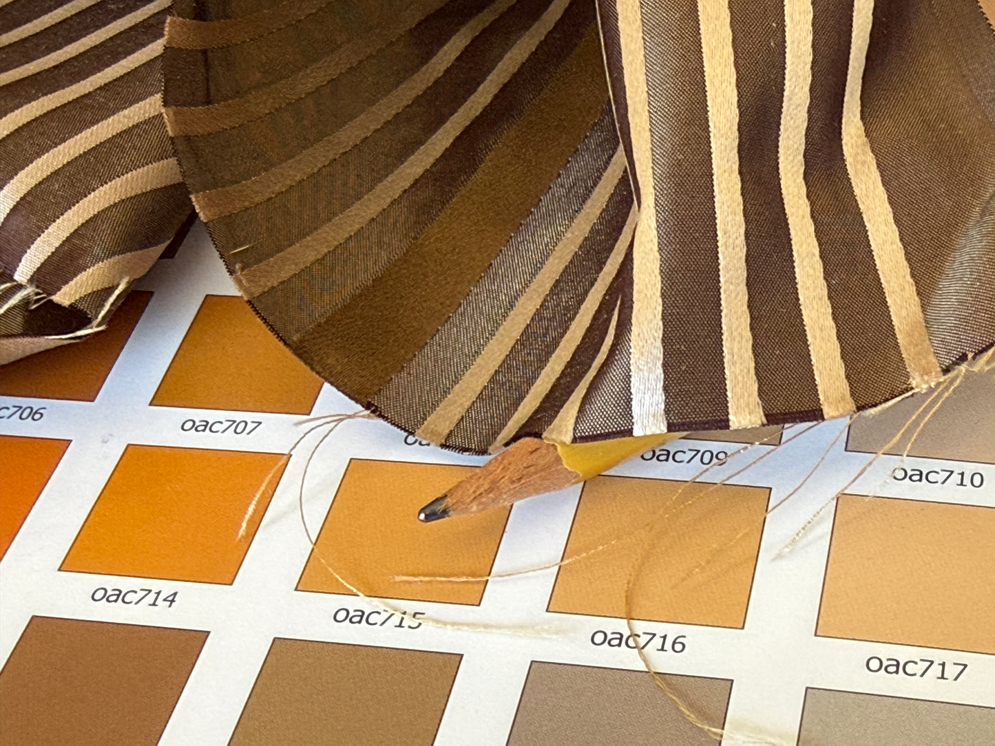 Designer Meadow Brooke Stripe in  Chocolate Brown Light and Antique Gold 100% Silk Satin