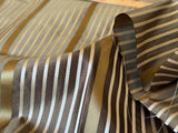 Designer Meadow Brooke Stripe in  Chocolate Brown Light and Antique Gold 100% Silk Satin