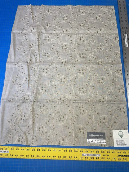 1 Berkbox7 Scalamandre Embroidery Lin Finesse Natural Gray 27"wx32"l