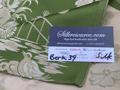 2 Berkbox39 Tassinari &amp; Chatel Scalamandre Jardin Chinois Vert Green Silk Brocade MSRP USD 1000+/panel