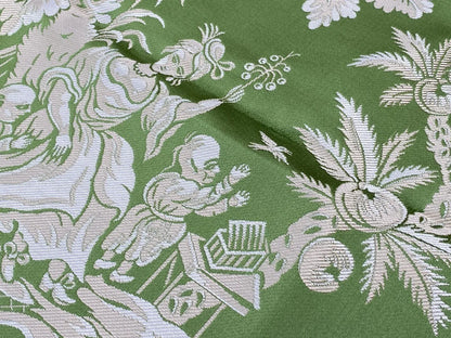 2 Berkbox39 Tassinari &amp; Chatel Scalamandre Jardin Chinois Vert Green Silk Brocade MSRP USD 1000+/panel
