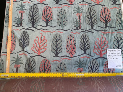 Designer Cut Velvet Le Foret Tree Fairy Tale Teal Blue Hot Pink Silky