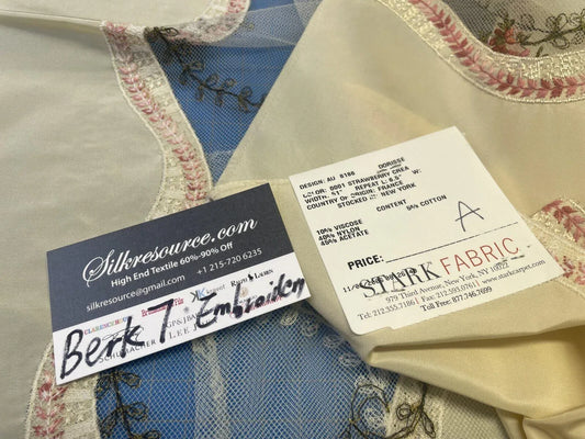 2 Berkbox7 Scalamandre Embroidery Dorisse Strawberry Crea Yellow 23"wx35"l