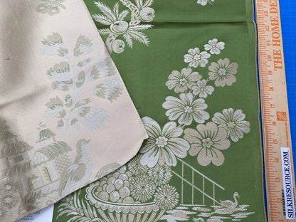 2 Berkbox39 Tassinari &amp; Chatel Scalamandre Jardin Chinois Vert Green Silk Brocade MSRP USD 1000+/panel