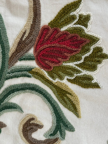 1 Berkbox107 2yards x 47"w Scalamandre Old World Weavers Devin Crewel Pastel Floral Botanical Wool Embroidery on Cotton Beige MSRP USD456/y