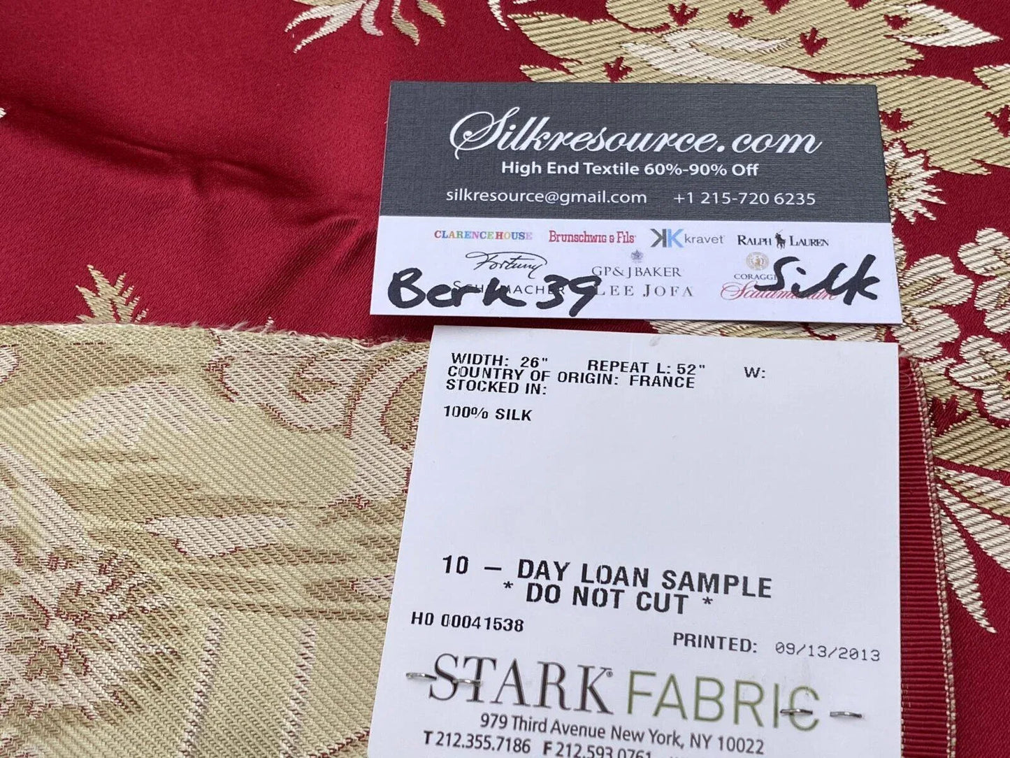 3 Berkbox39 Tassinari &amp; Chatel Scalamandre Jardin Chinois Rouge Red Silk Brocade MSRP USD 1000+/panel (copy)