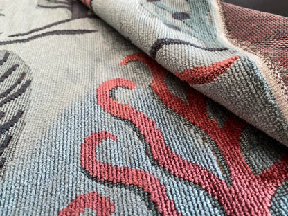 Designer Cut Velvet Le Foret Tree Fairy Tale Teal Blue Hot Pink Silky