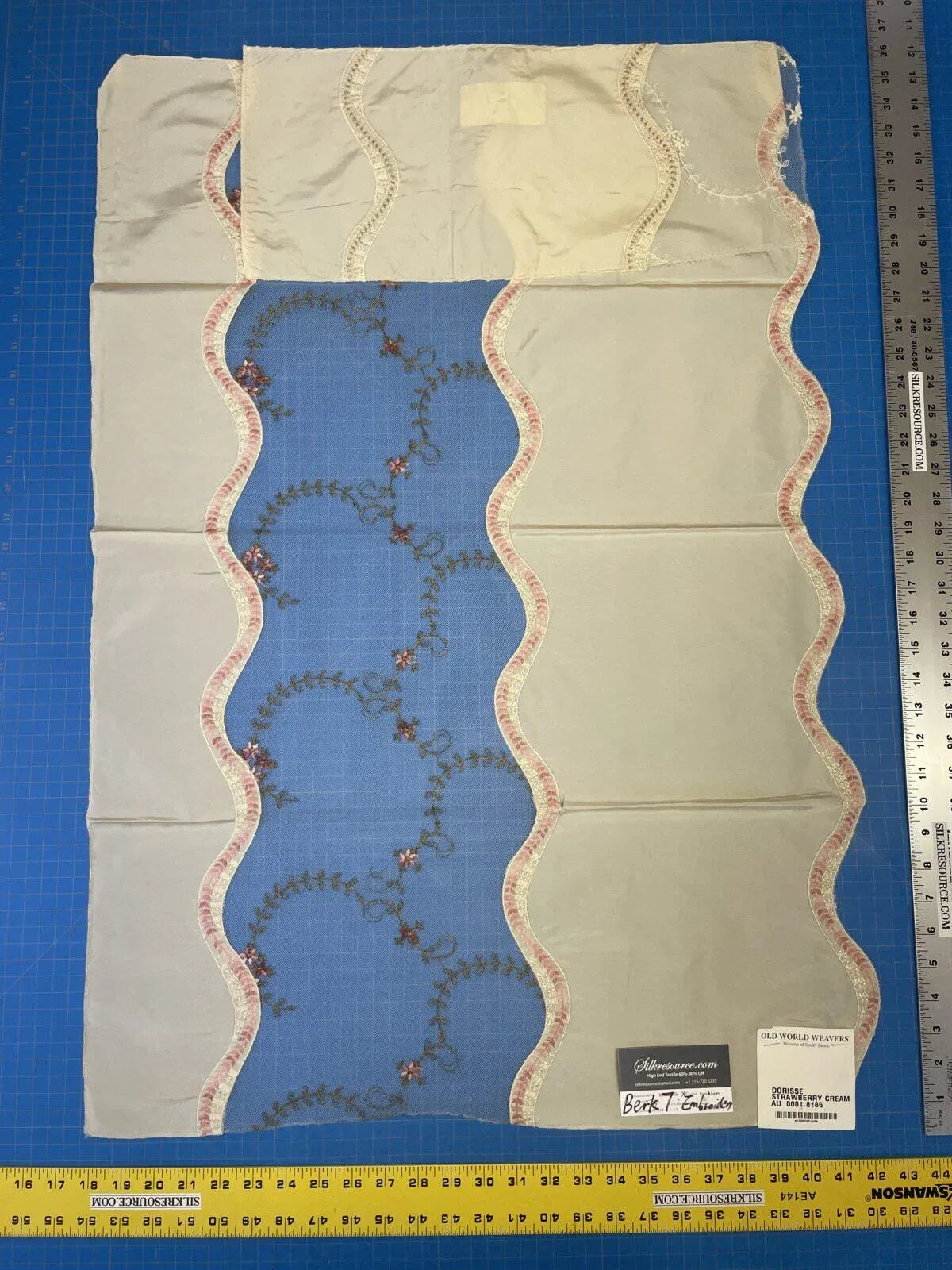 2 Berkbox7 Scalamandre Embroidery Dorisse Strawberry Crea Yellow 23"wx35"l
