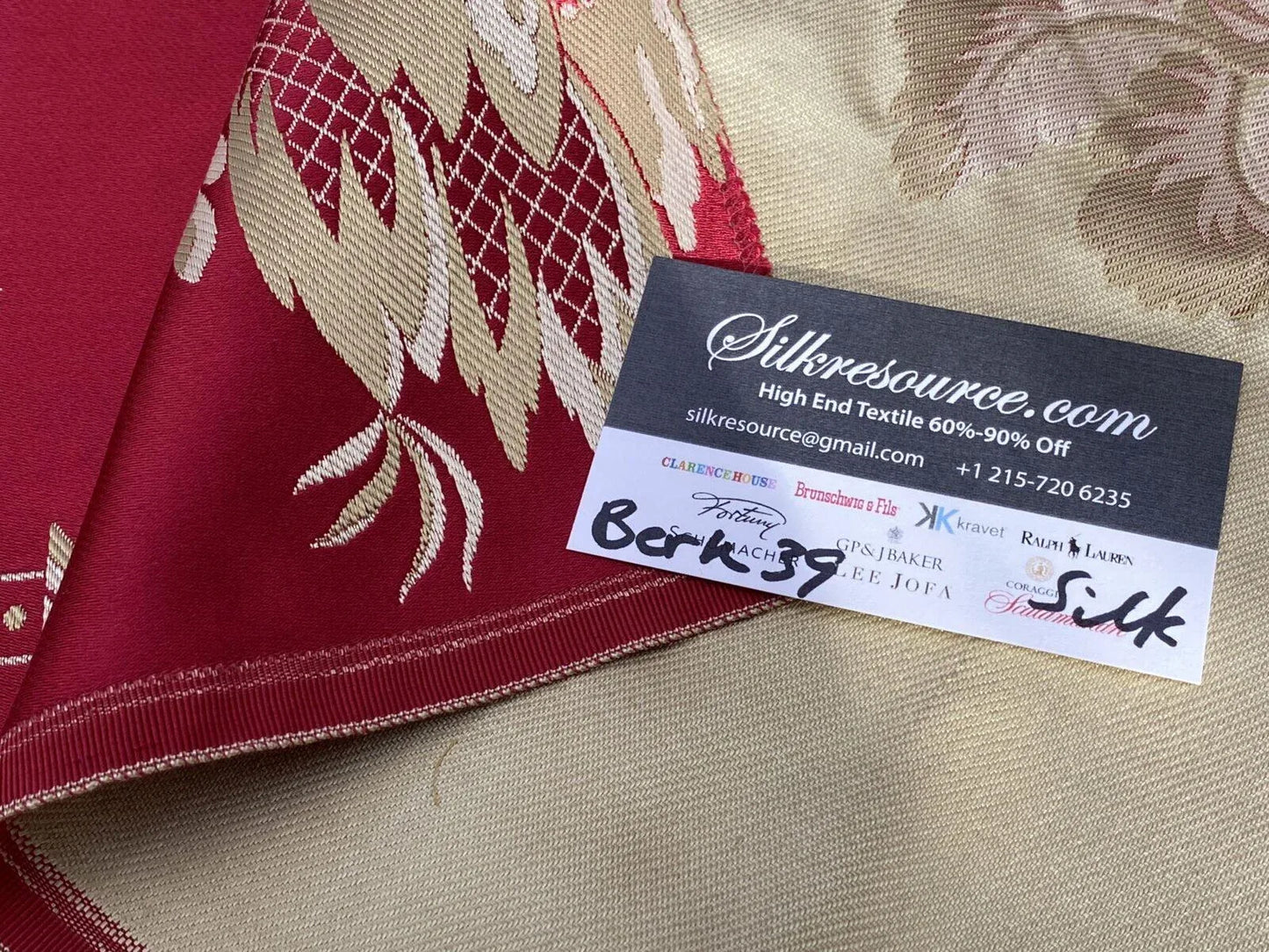 3 Berkbox39 Tassinari &amp; Chatel Scalamandre Jardin Chinois Rouge Red Silk Brocade MSRP USD 1000+/panel (copy)