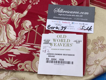 3 Berkbox39 Tassinari &amp; Chatel Scalamandre Jardin Chinois Rouge Red Silk Brocade MSRP USD 1000+/panel (copy)