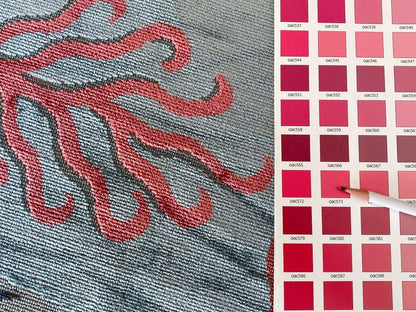 By Yard Designer Cut Velvet Le Foret Tree Forest Fairy Tale Teal Blue Hot Pink Silky