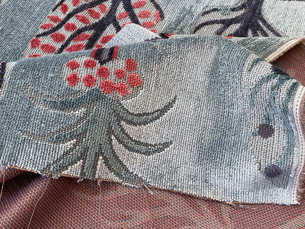 By Yard Designer Cut Velvet Le Foret Tree Forest Fairy Tale Teal Blue Hot Pink Silky
